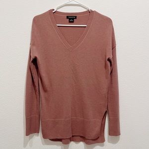 Trouvé Cashmere V-Neck Slit Sweater in Mauve